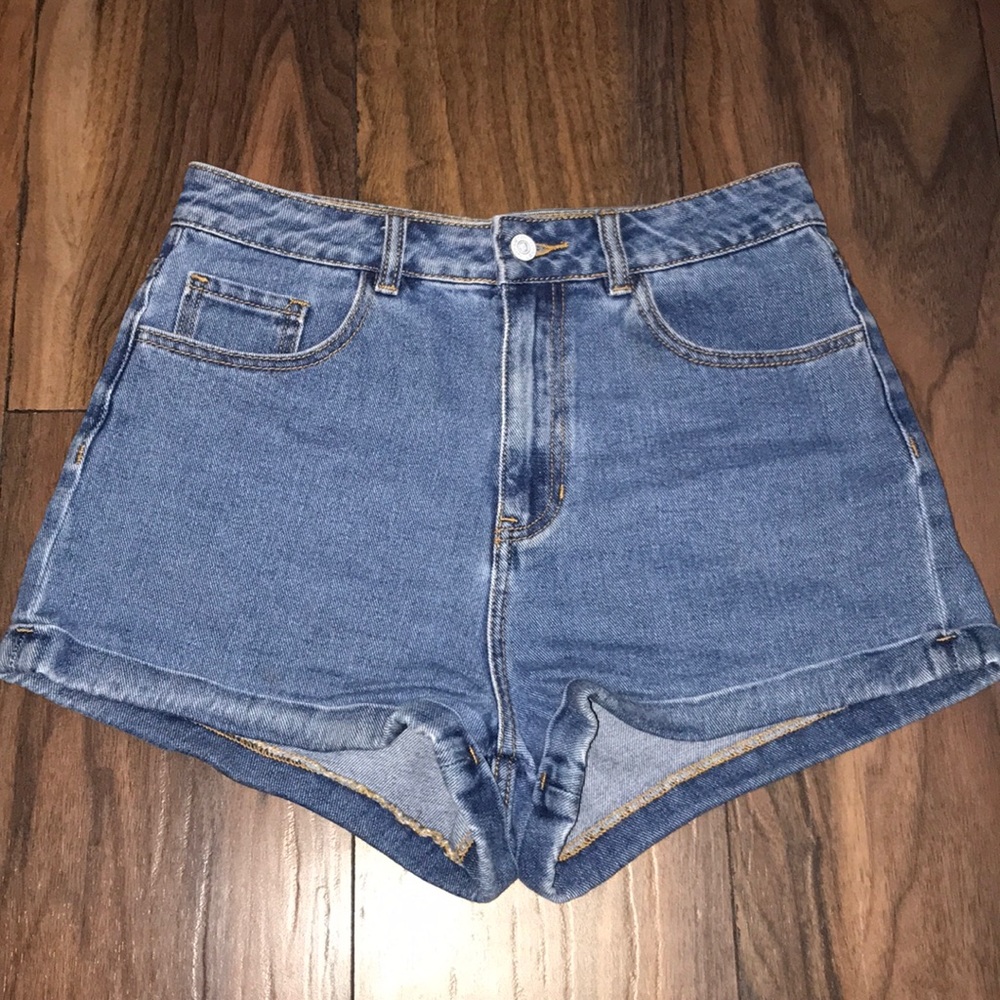John Galt high-waisted denim mom shorts